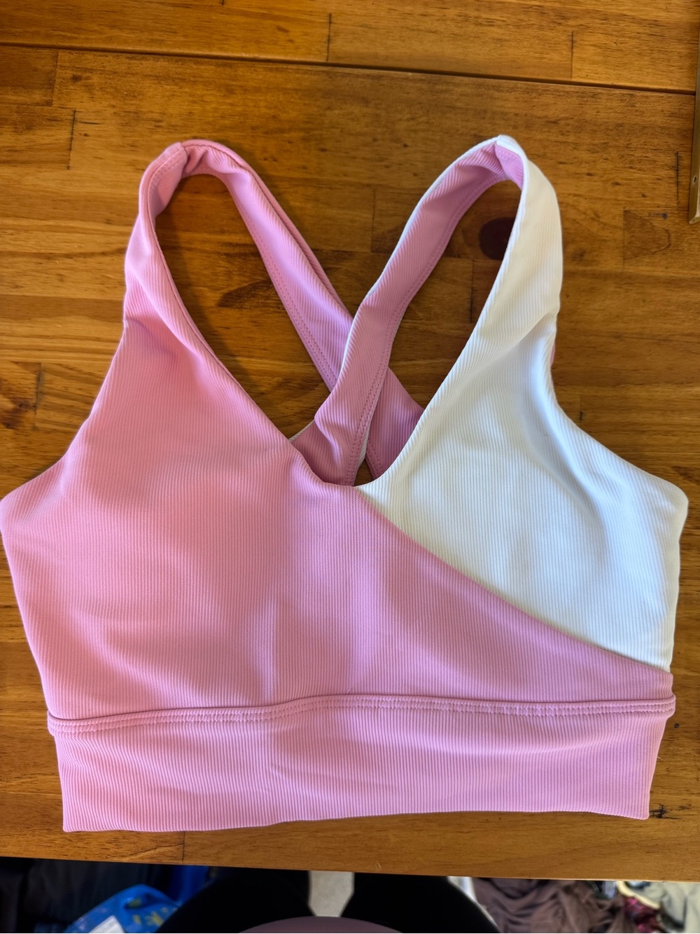 Wilo The Label Pink White Cross Back Sports Bra Size Small